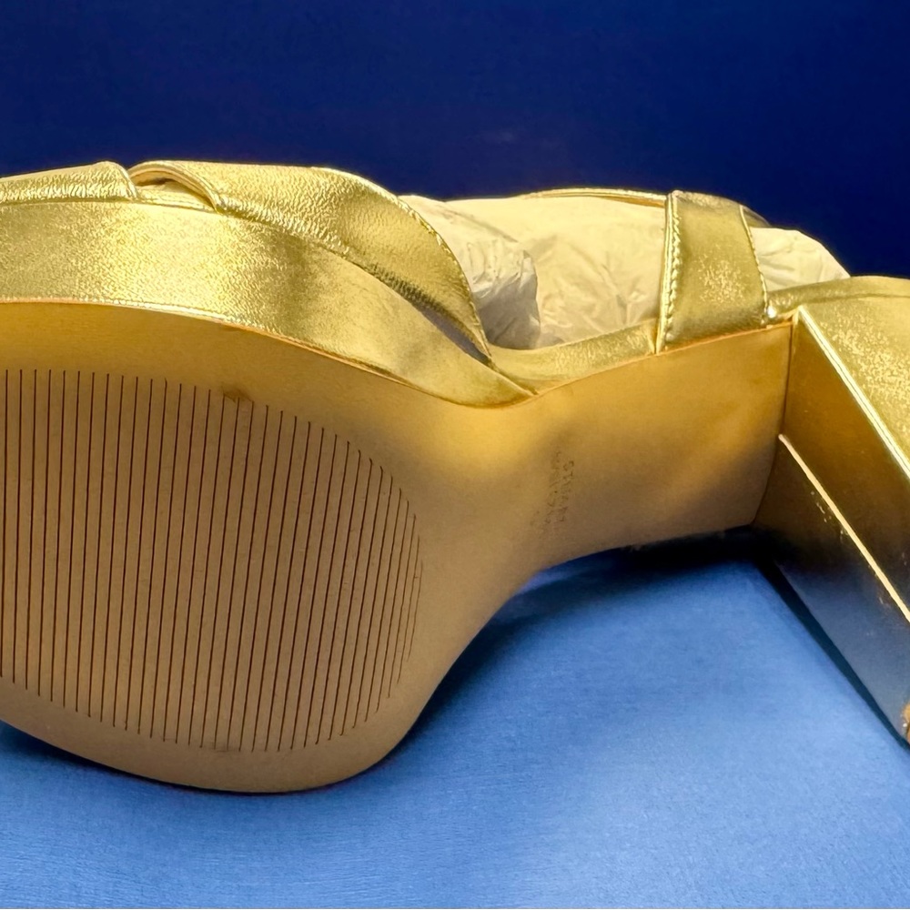 NIB Stuart Weitzman IVONA Sandals, Gold Platino Metallic Nappa, size 9 B (39.5) - Picture 6 of 15